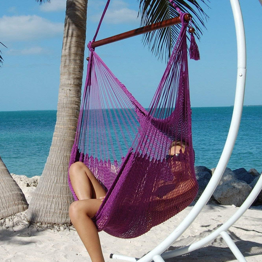 Large Caribbean Hammock Chair - 48 Inch - Polyester - Hanging Chair - Purple