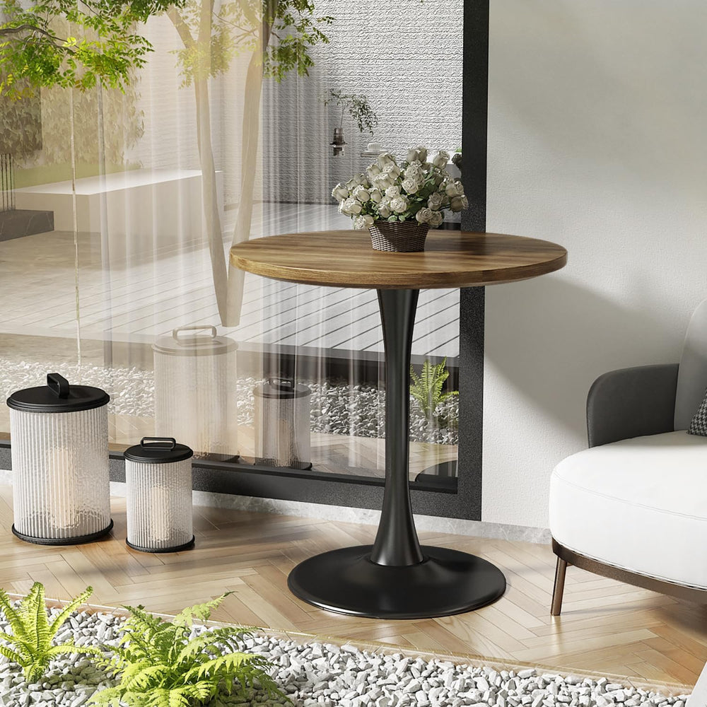 Round Dining Table 31.5" Circle Tulip Table for 4 People,Walnut