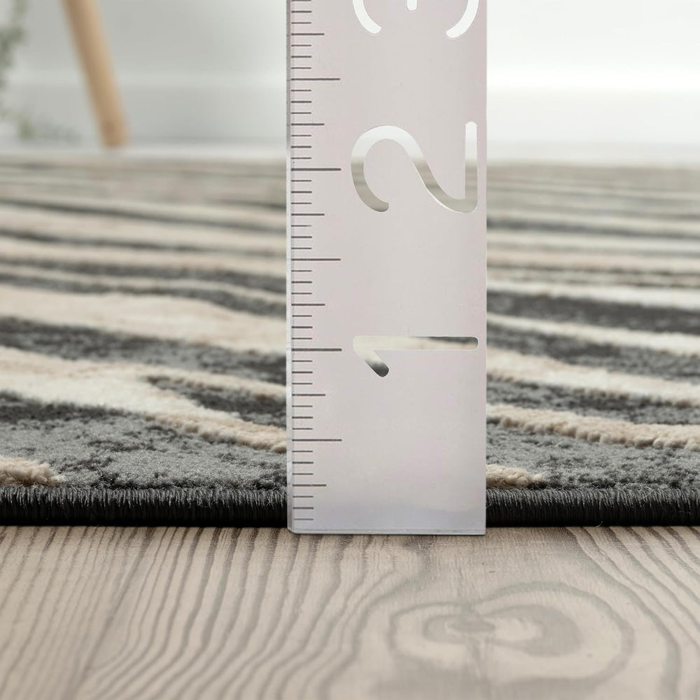 Abani Terra Area Rug for Living Room, Bedroom - Zebra Pattern - Black Cream -...