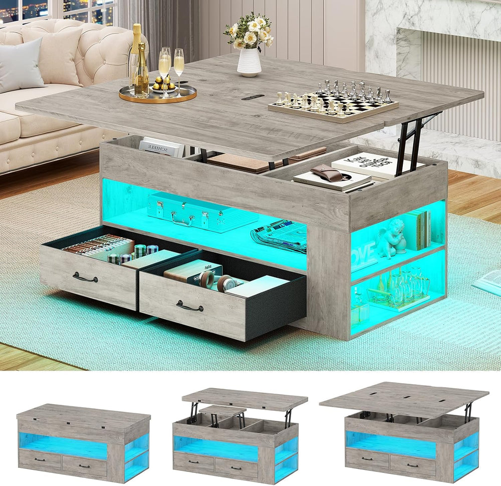 Itaar Lift Top Coffee Table, 4 in 1 Coffee Tables with Storage and Hidden Com...