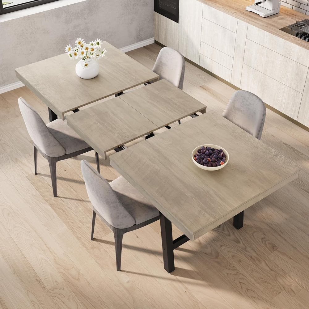 GarveeHome 63-83" Extendable Dining Table, Industrial Rectangular Dining...