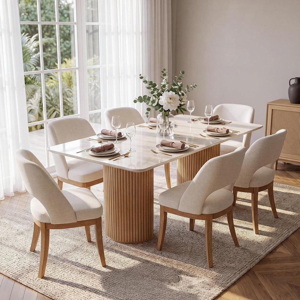 COLAMY Dining Chairs Set of 4, Mid-Century Modern Upholstered Fabric Dining R...