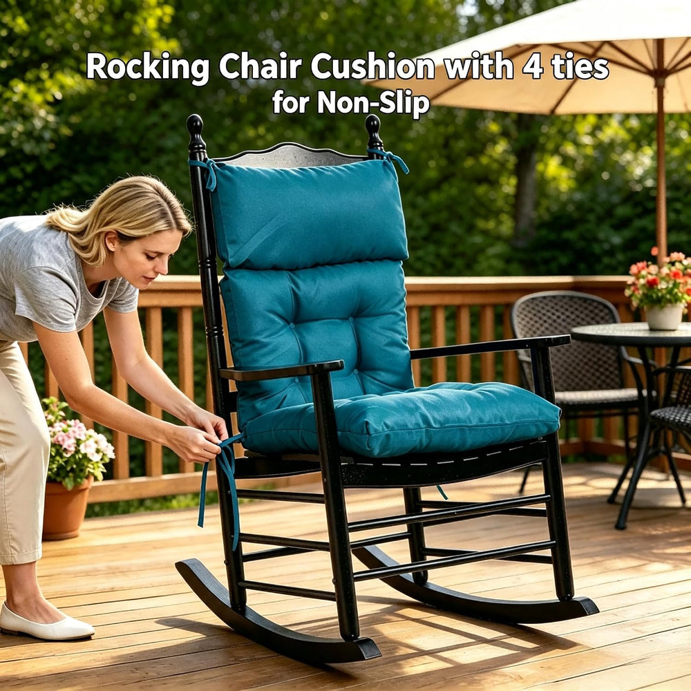 QILLOWAY Outdoor Rocking Chair Cushion 43x21 Inch, 100% Polyester Waterproof ...