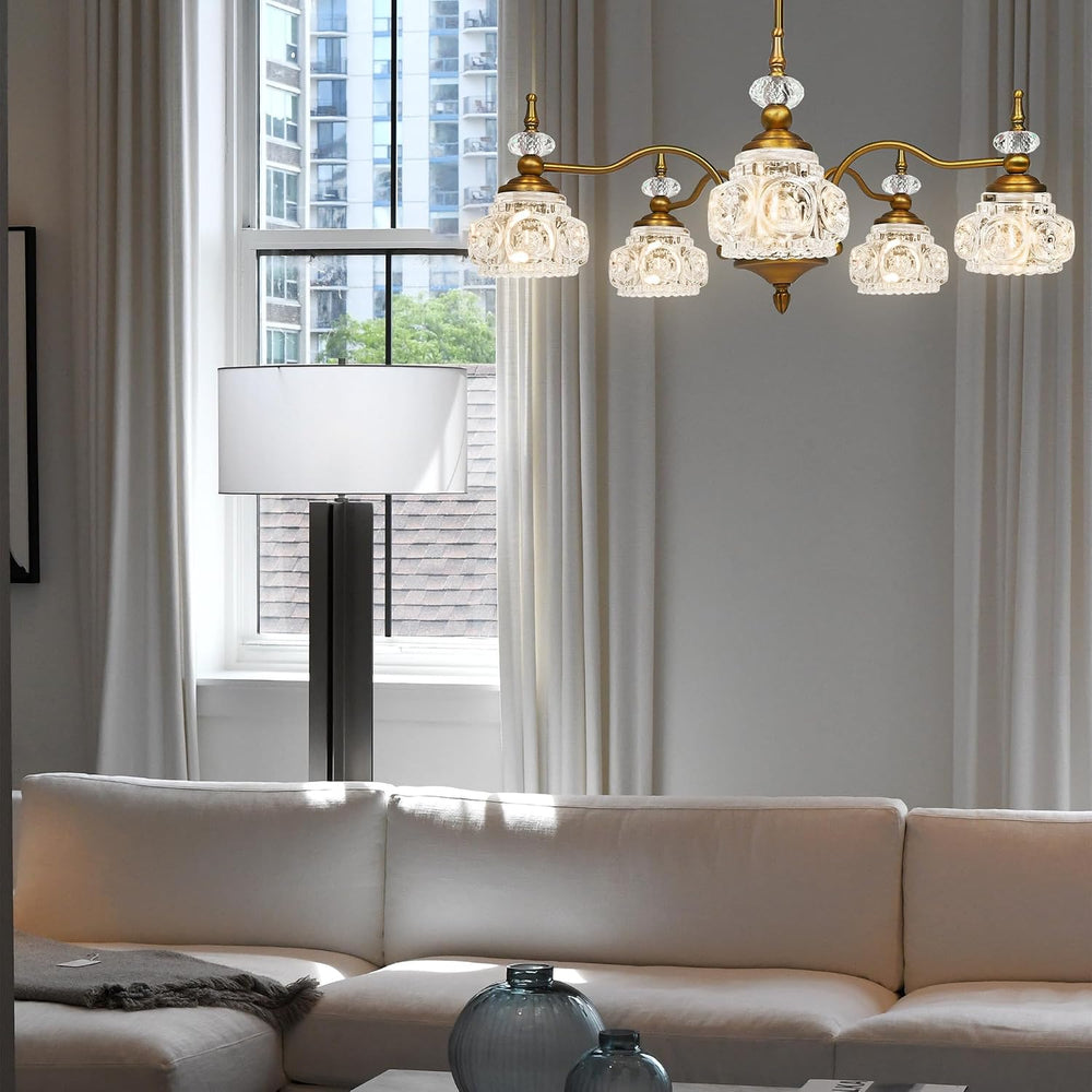 Montex Brass Pendant Light Fixture, Gold Vintage Chandelier Light Fixture 5 L...