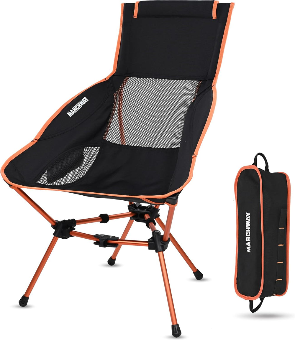 MARCHWAY Lightweight Folding High Back Camping Chair with Head Support, Stabl...