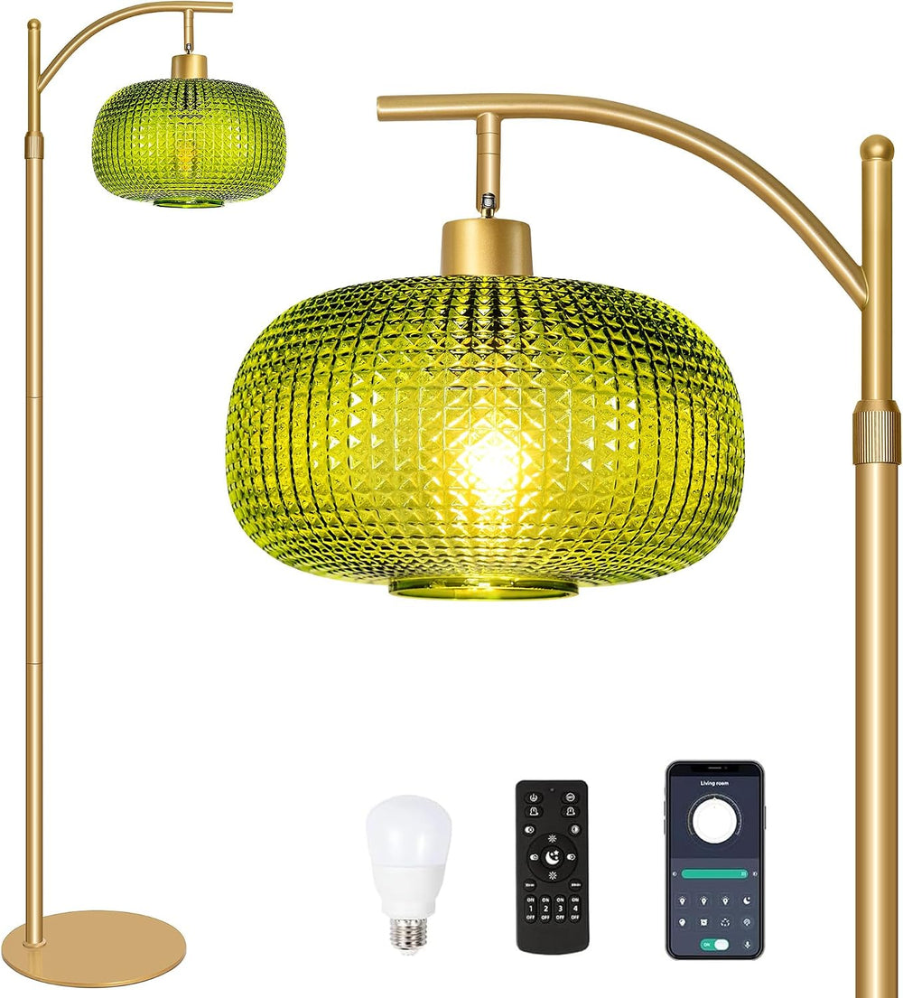 Modern Floor Lamp for Living Room, Mid Century Standing Lamp Green Shade