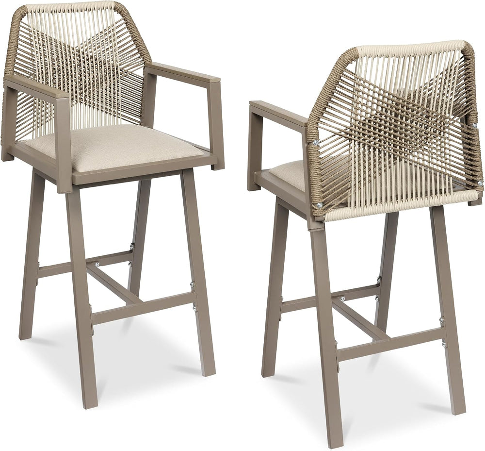 Best Choice Products Outdoor Bar Stools Set of 2, Bar Height, 360° Swivel Alu...