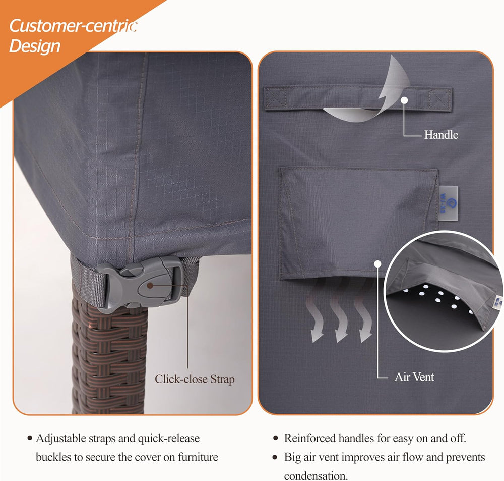 WJ-X3 Grey Patio Chair Covers Heavy Duty, 34" W x 36" D x 36" ...