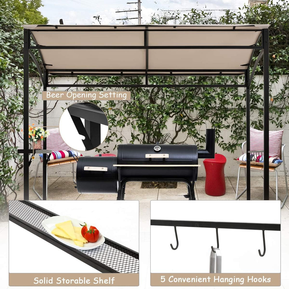 Tangkula 7ft Grill Gazebo, Patio Barbecue Canopy with Serving Shelf and Stora...