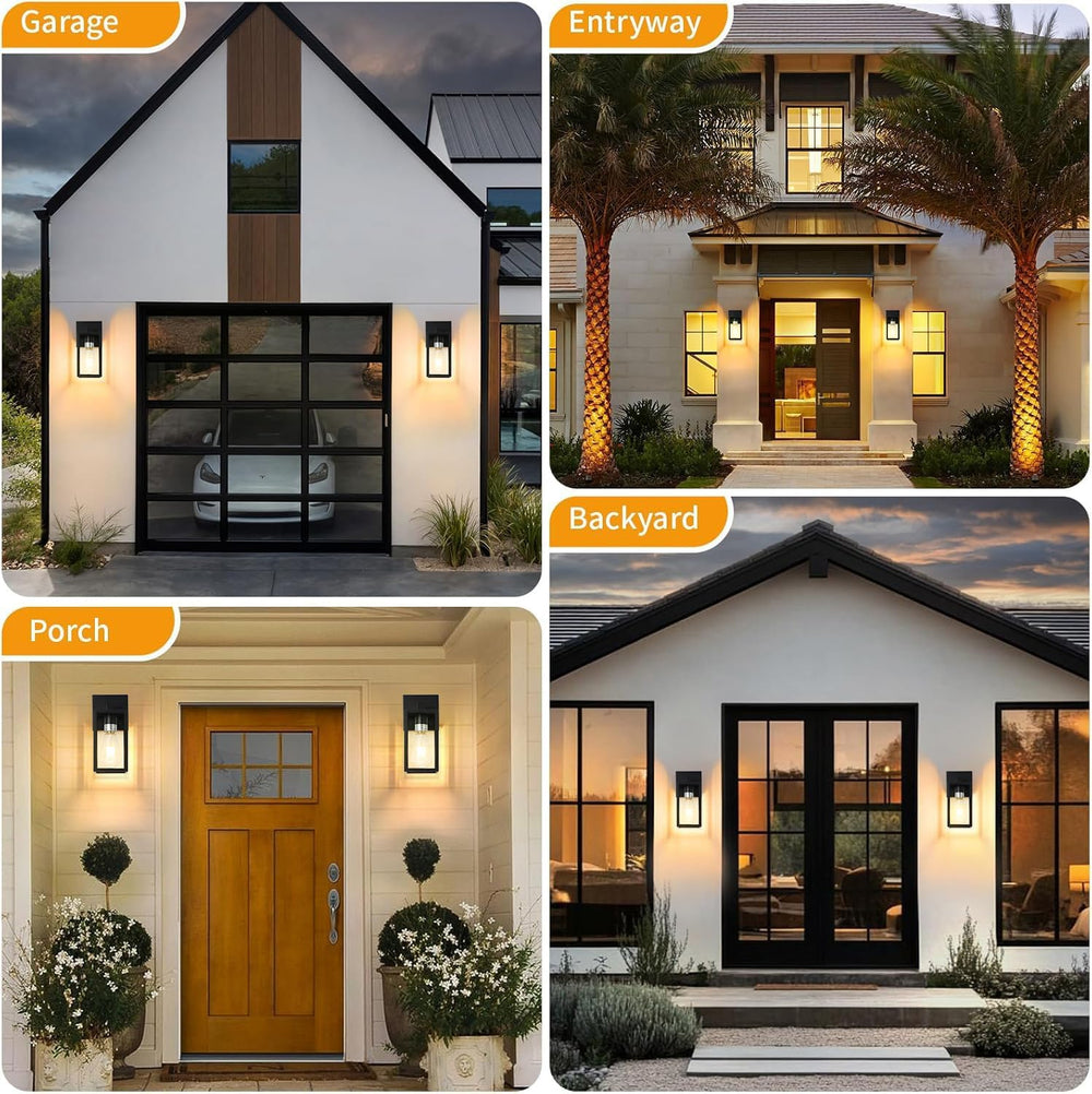 4 Pack Outdoor Light Fixtures, Black Exterior Light Wall Mount, Aluminum Porc...