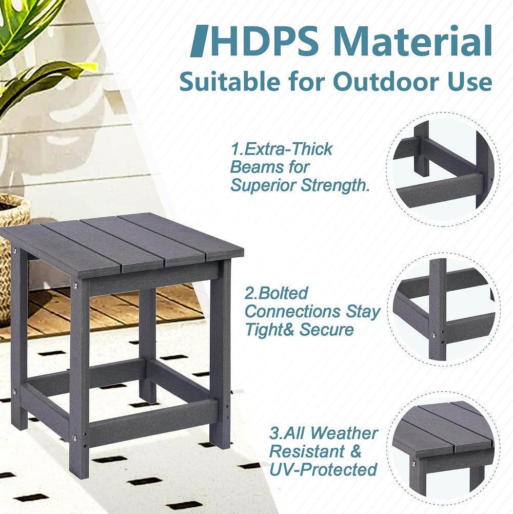 LZRS Adirondack Outdoor Side Table – Durable Weather-Resistant HDPE Patio End...