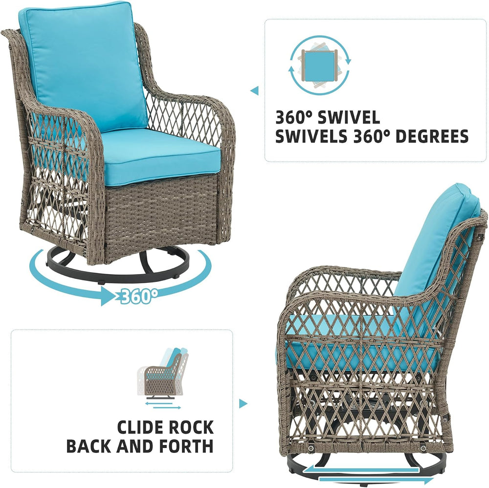 GAOMON 3 Pieces Outdoor Swivel Rocker Chair Set of 2 with Small Side Table, 3...