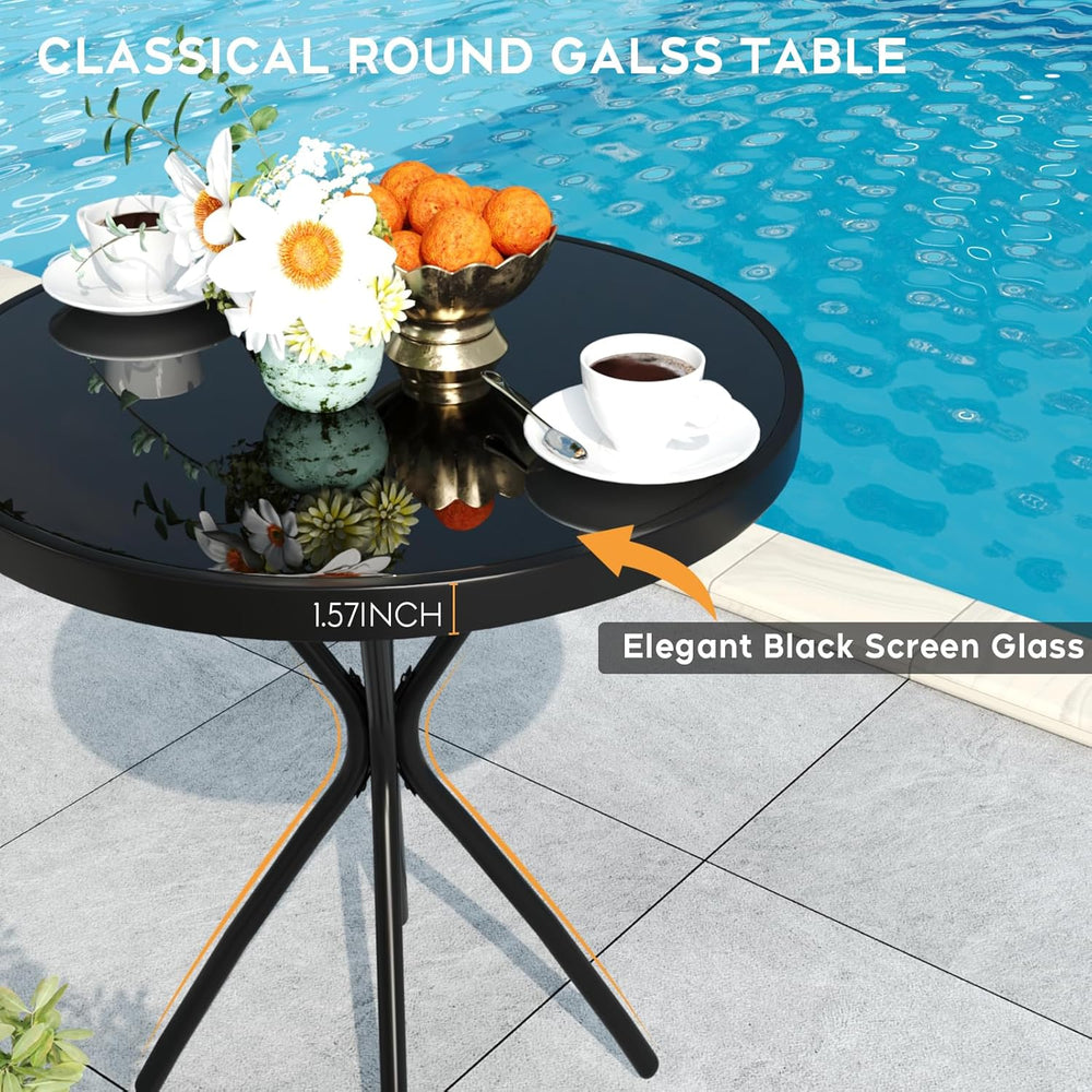 3 Pieces Patio Bistro Set Folding Small Table Chairs Set for 2 Outdoor Bistro...