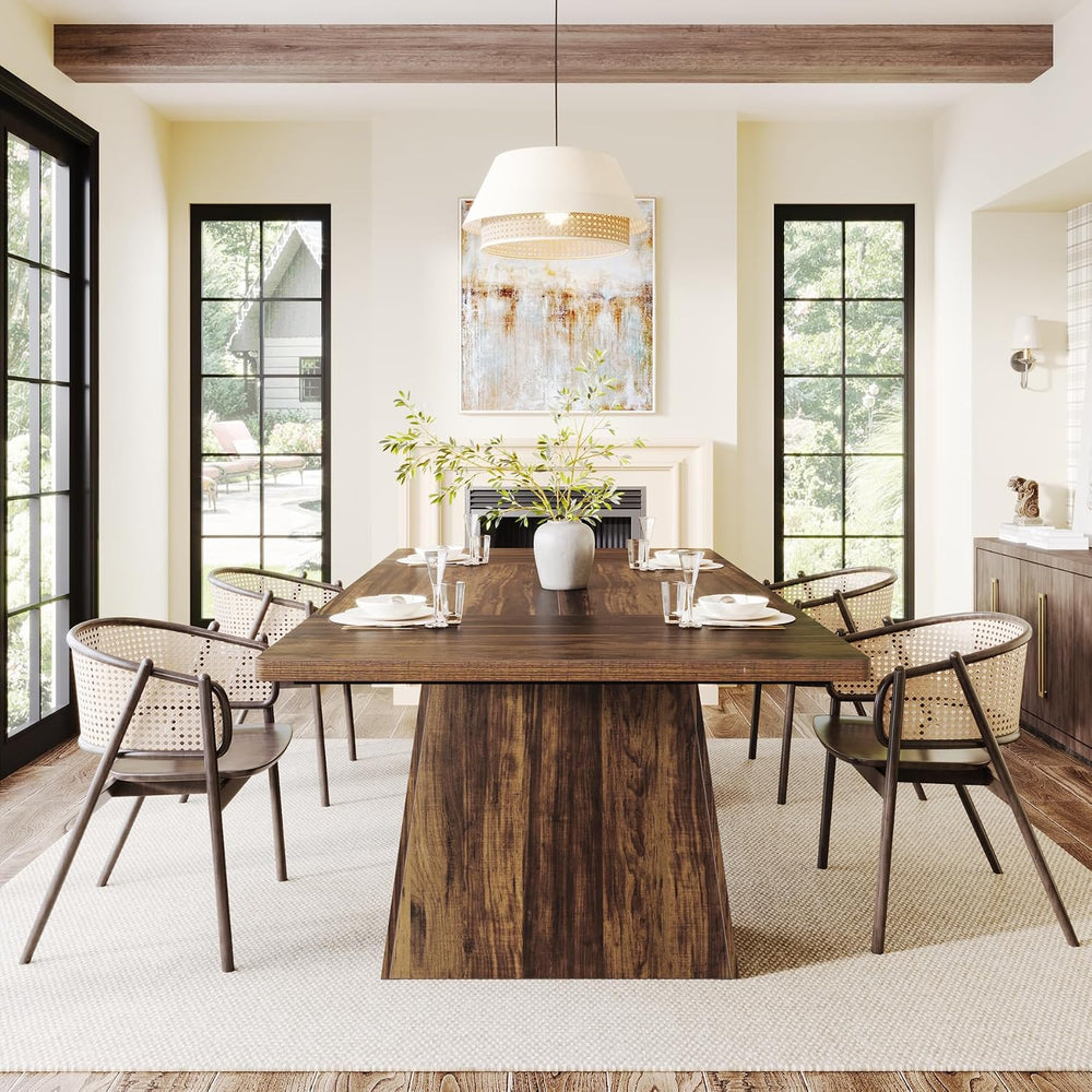 Tribesigns Dining Table for 6, Farmhouse Rectangular, Rustic Brown, 63" ...