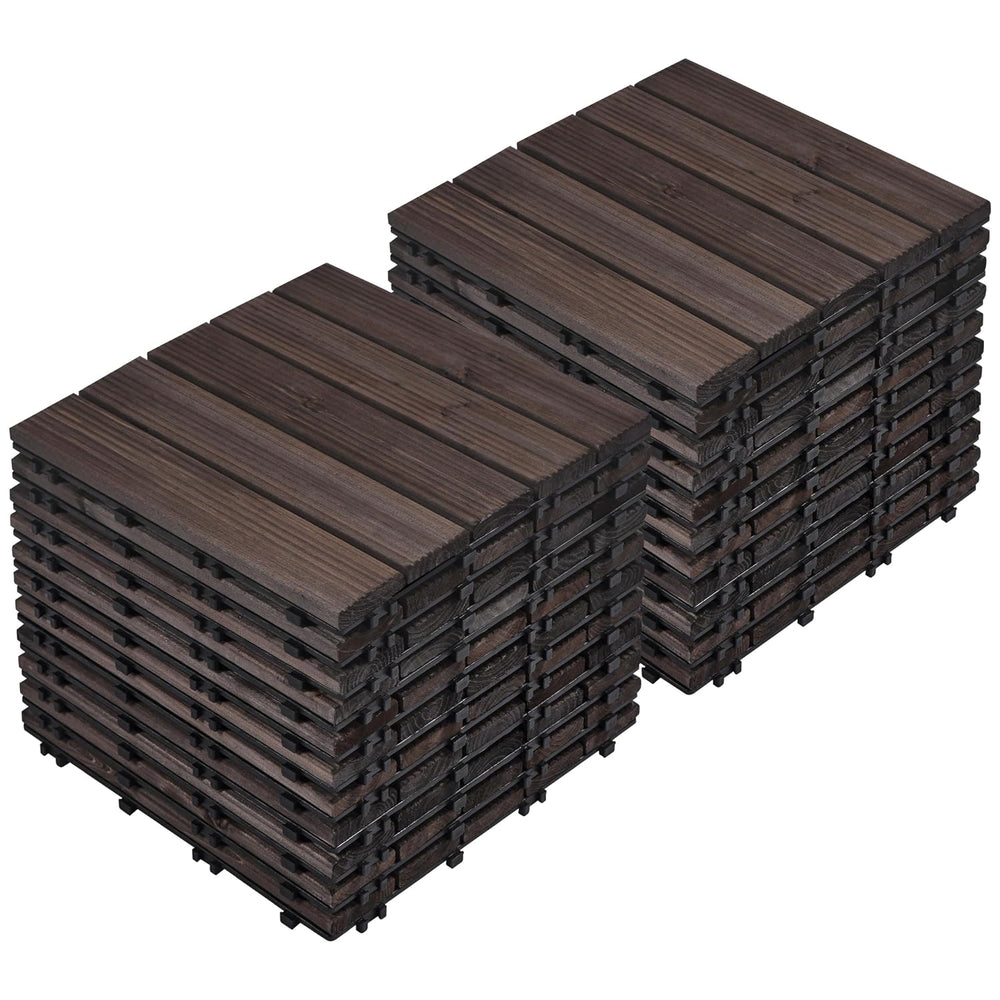 Yaheetech 22PCS Interlocking Deck Tiles Outdoor Patio Floor,Black