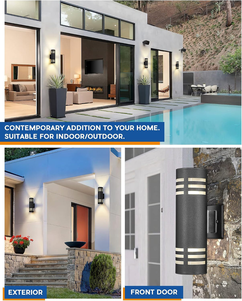 TENGXIN Outdoor Exterior Wall Light,Up and Down Cylinder Modern Porch Light,S...