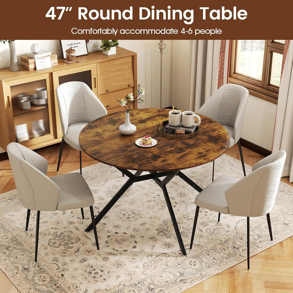 GIANTEX Folding Dining Table for 4, 47" Round Kitchen Table for Small Space