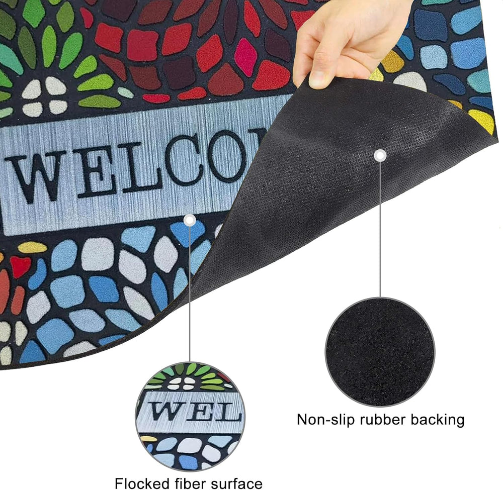 CHICHIC Colorful Welcome Door Mat, Welcome Mat 24x 36 Inch Front Doormat Outd...