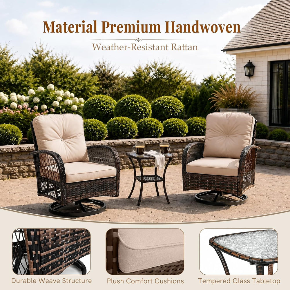 Outdoor Swivel Rocker Patio Chairs, 3 Piece Patio Furniture Set