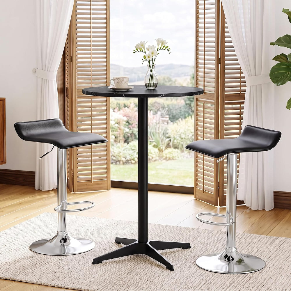 NOBPEINT Modern Round Pub Tables Bar Table with Metal Cross Base, Wooden Cock...