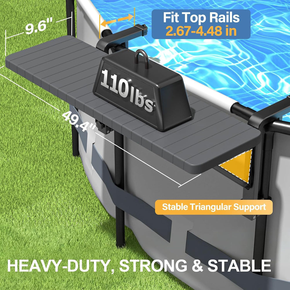 Poolside Bar Table for Above Ground Pool, 49.4x9.6 Outdoor Hanging Swim-Up Ta...
