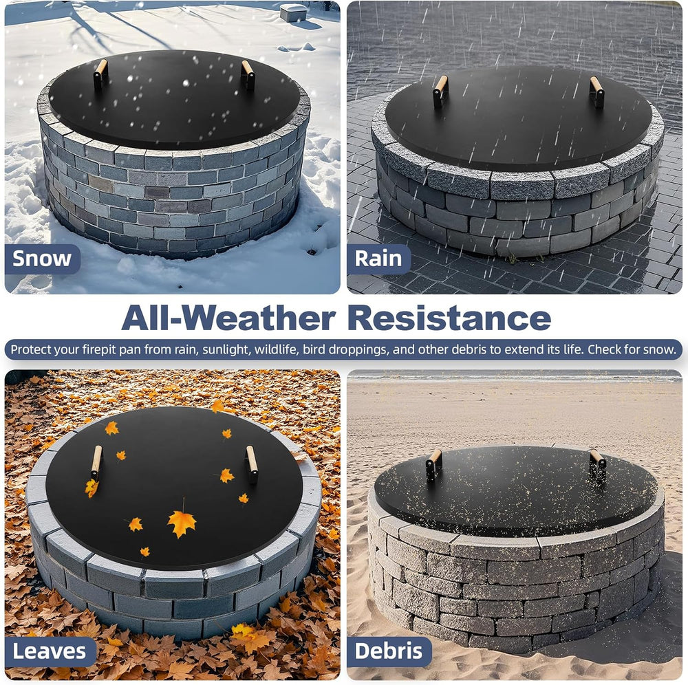 1MORE Fire Pit Lid Round 34"w/Handles,Firepit Cover,All-season Protective