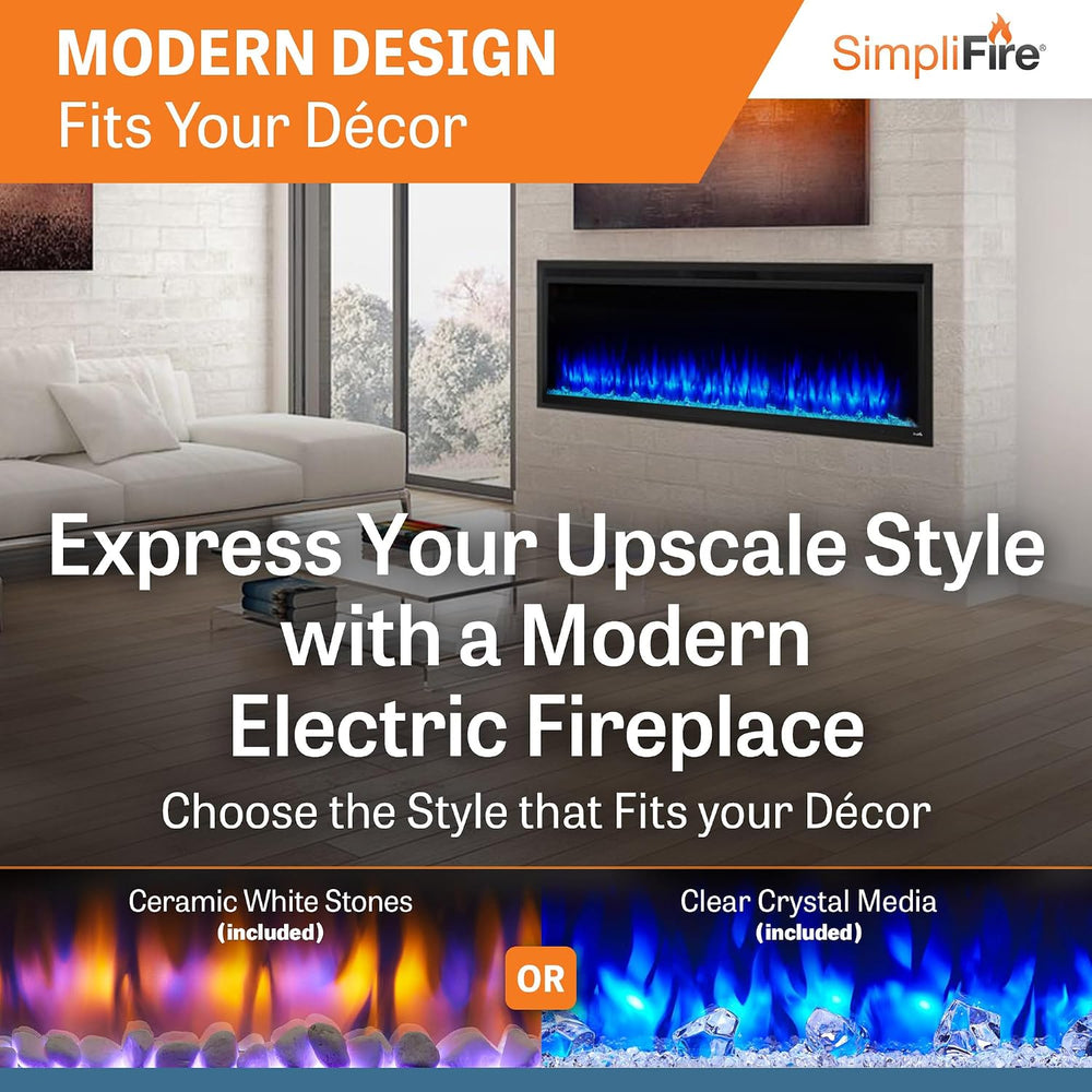 SimpliFire 60-Inch Allusion Platinum Linear Electric Fireplace (SF-ALLP60-BK)
