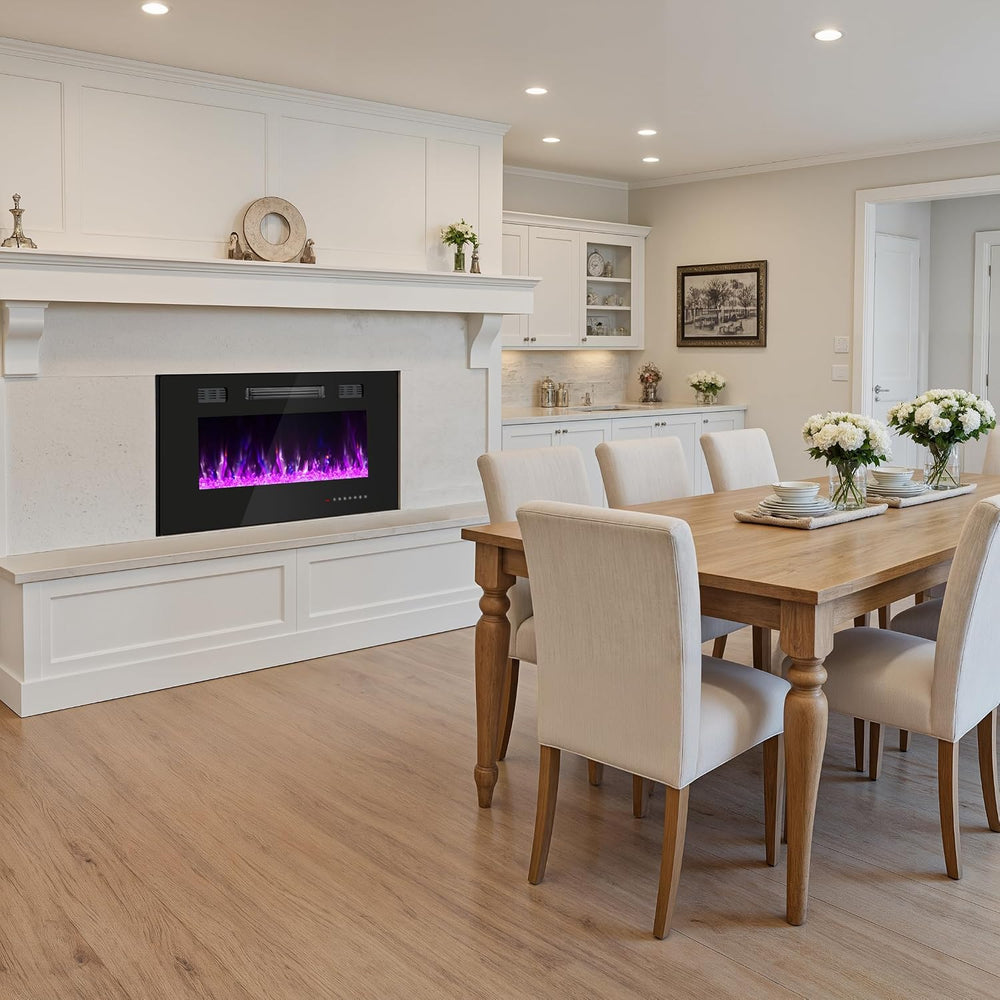 36 Inch Electric Fireplace with Crystal, Electric Fireplaces Insert, Wall Mou...