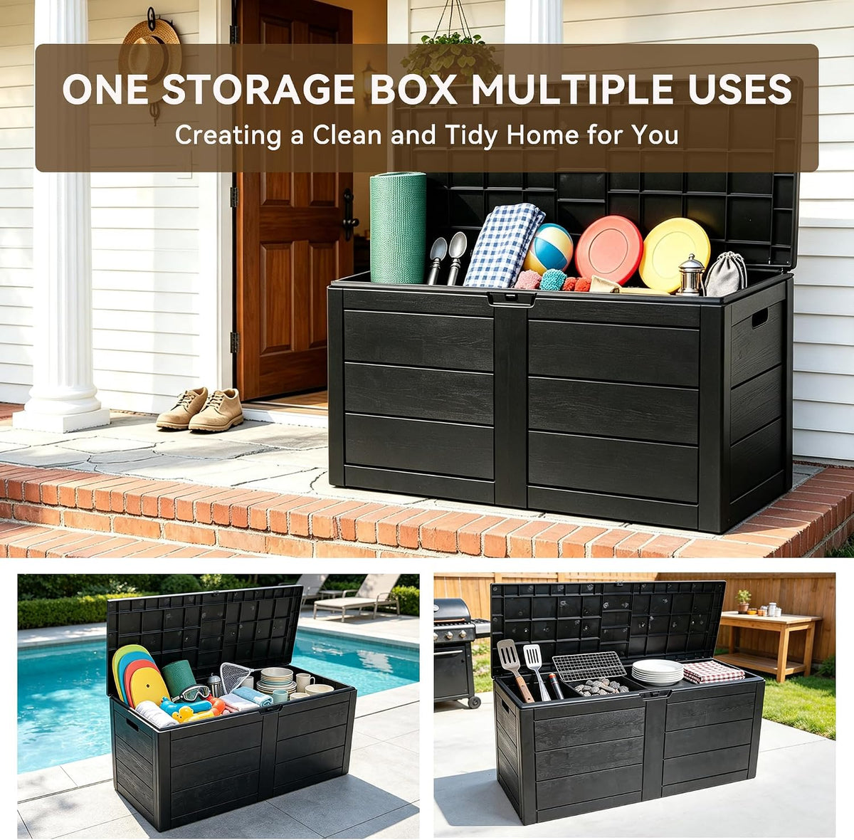 70 gallon deck box, outdoor storage box waterproof, view 9