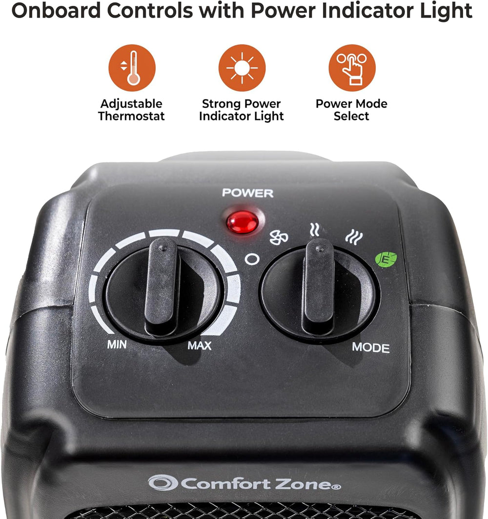 Comfort Zone CZ442E Personal Energy Save Ceramic Heater - 1500W Portable with...