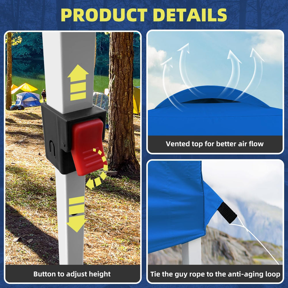 10x10 Pop Up Canopy Tent, Instant Folding Outdoor Shelter with High Strength ...
