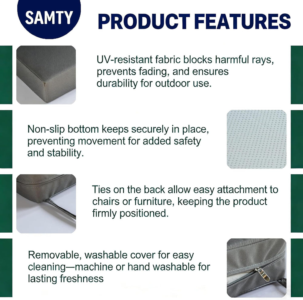 SAMTY Outdoor Chair Cushions, Waterproof Patio Seat Cushion of 2, 20X20X3