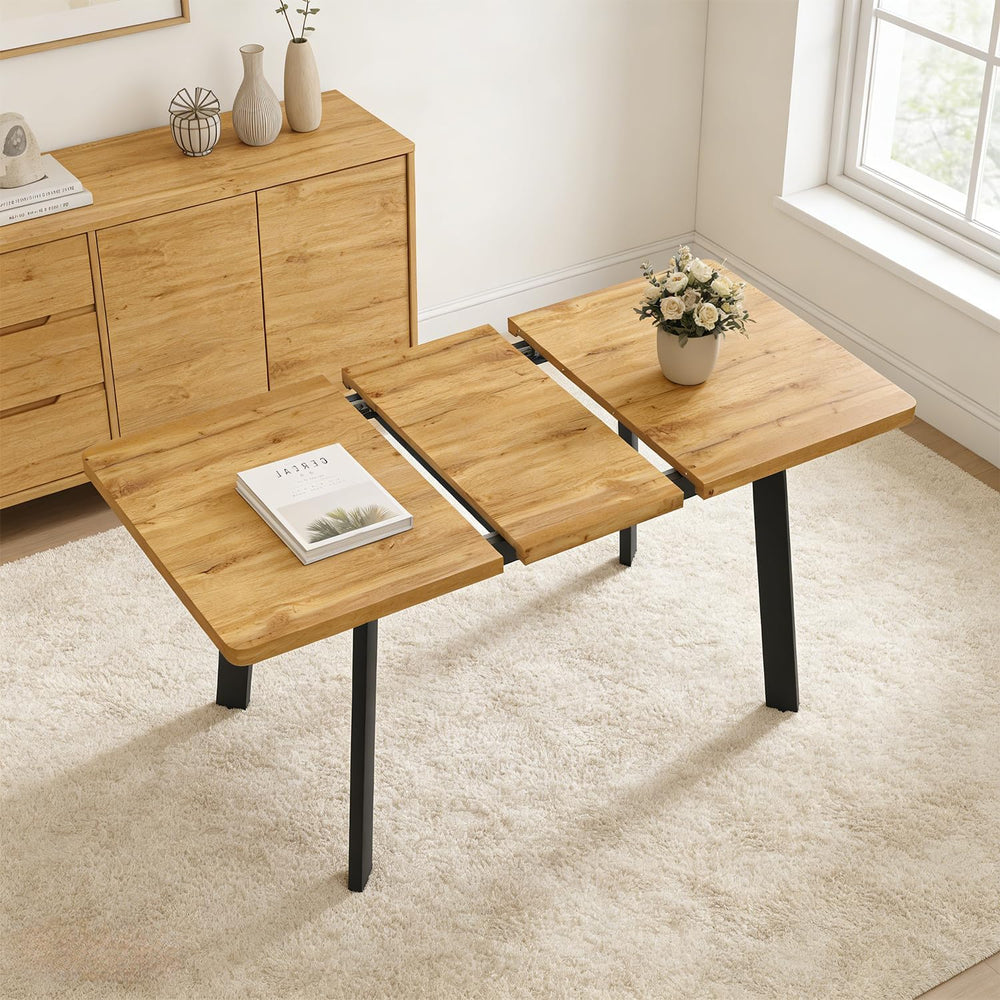 Modern 47.2"-63" Extendable Rectangular Dining Room Table, Walnut
