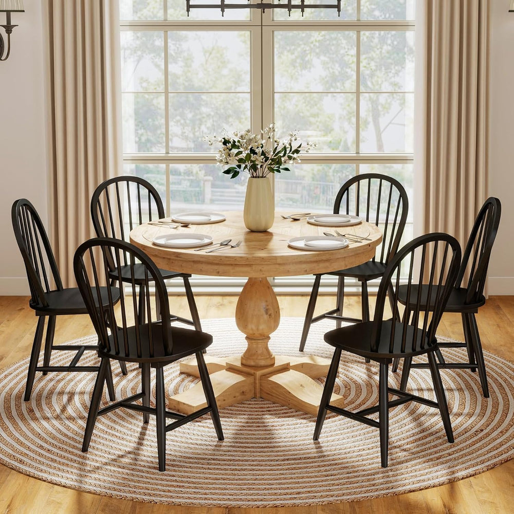 chairus Farmhouse Black Dining Chairs Set of 8, Windsor Wooden Dining Room Ch...