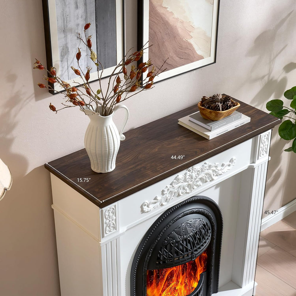 45" Birdcage-Style Electric Fireplace with Mantel, Tall Fireplace TV Stand