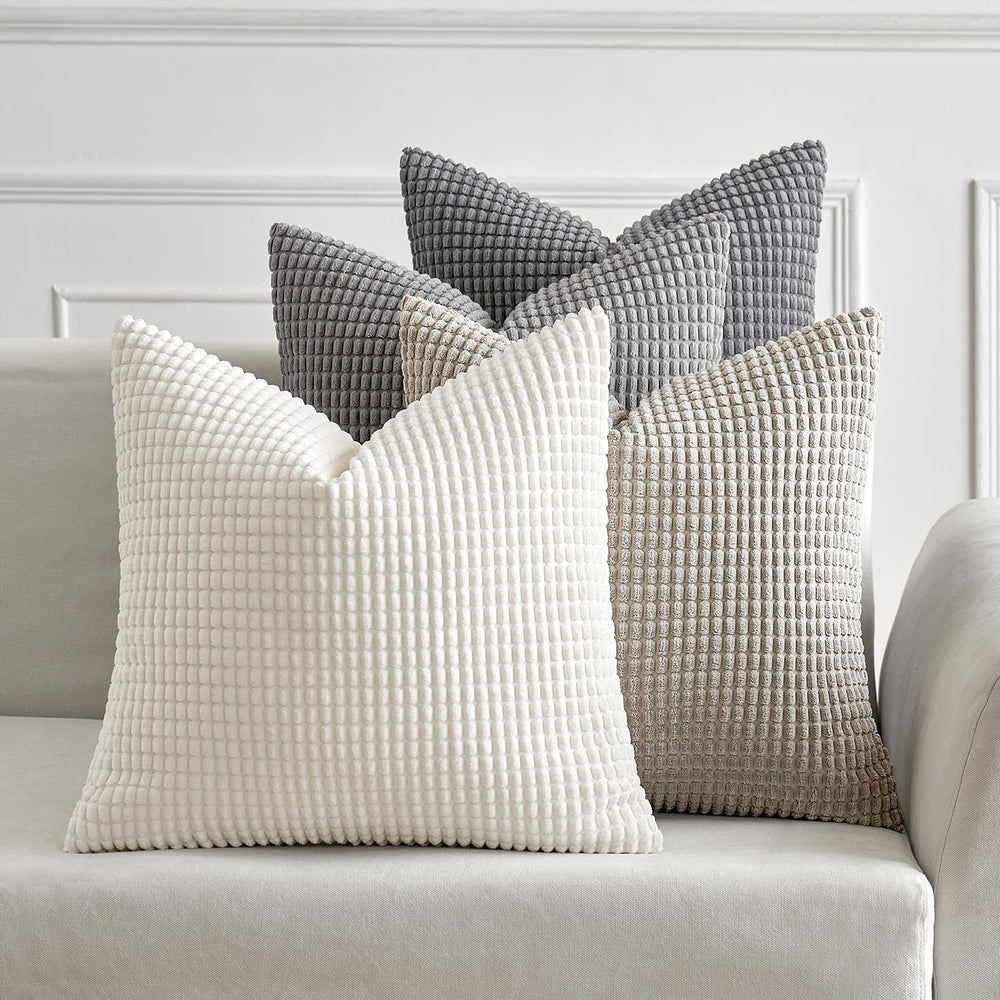 MIULEE Neutral Decorative Pillow Covers 20x20 Inch Set of 4 Modern Grey