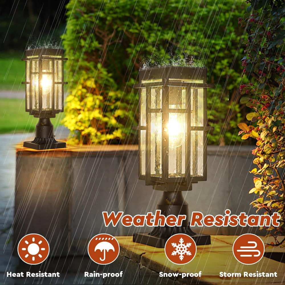 Outdoor Solar Lamp Post Light with Pier Mount Base, Dusk to Dawn Aluminum Out...