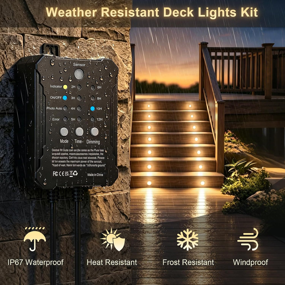 Dimmable LED Deck Lights with Timer and Photocell Sensor, 20 Pack Recessed De...
