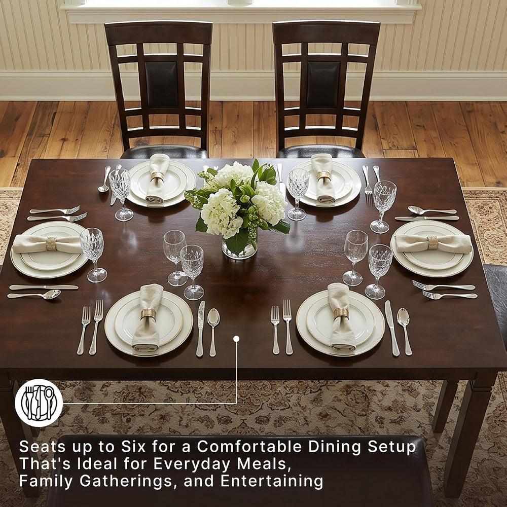 Signature Design by Ashley 6-Piece Dining Table Set with Bench, Dark Brown