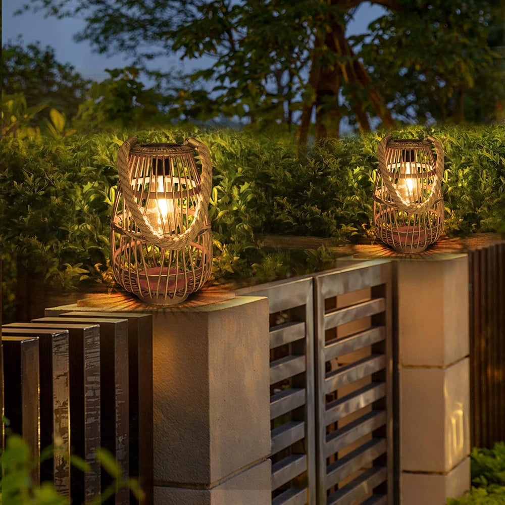 Solar Lantern Outdoor Waterproof Large Hanging/Tabletop Rattan Lanterns