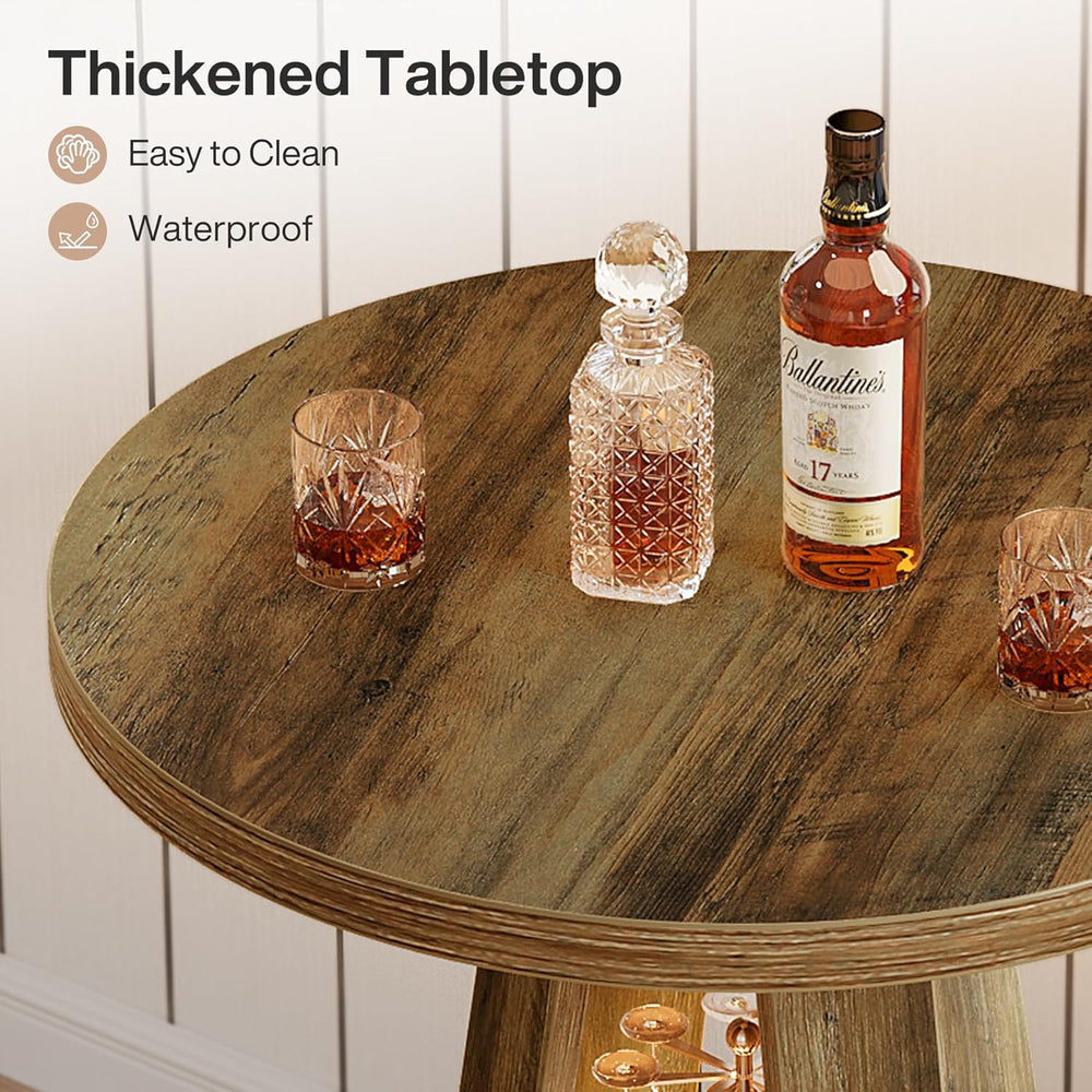 Tribesigns Round Bar Table, 39.4" H High Top Bistro Table with Storage, ...