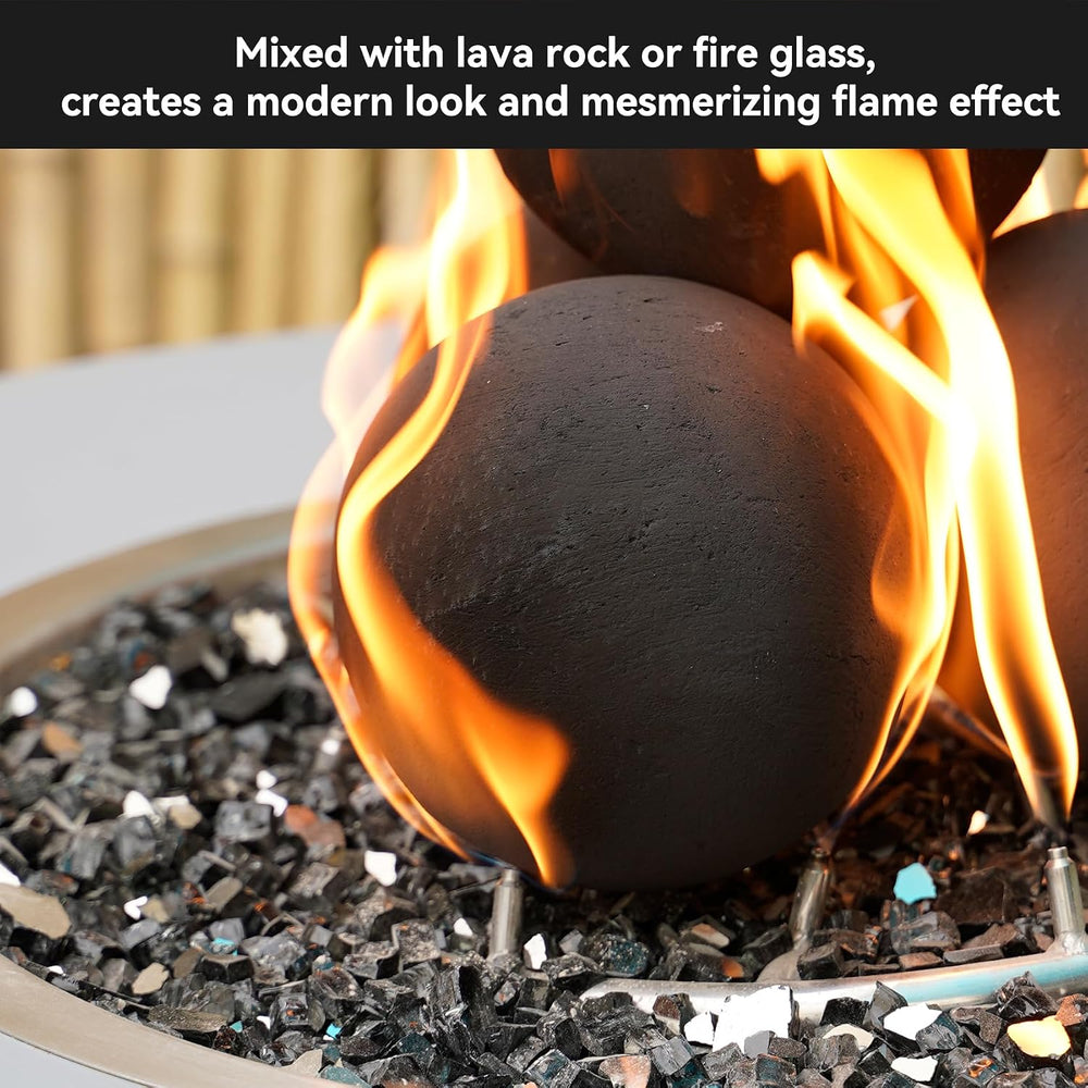 Skyflame 6 Inch Black Round Fire Stones Reusable Fire Pit Balls