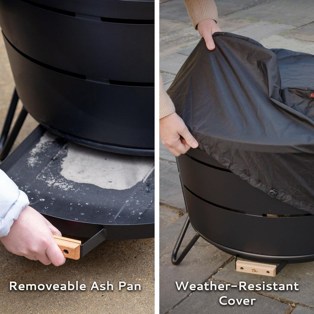 TIKI Reunion Smokeless Fire Pit, 27.5 in Wood Burning Fire Pit with Cover