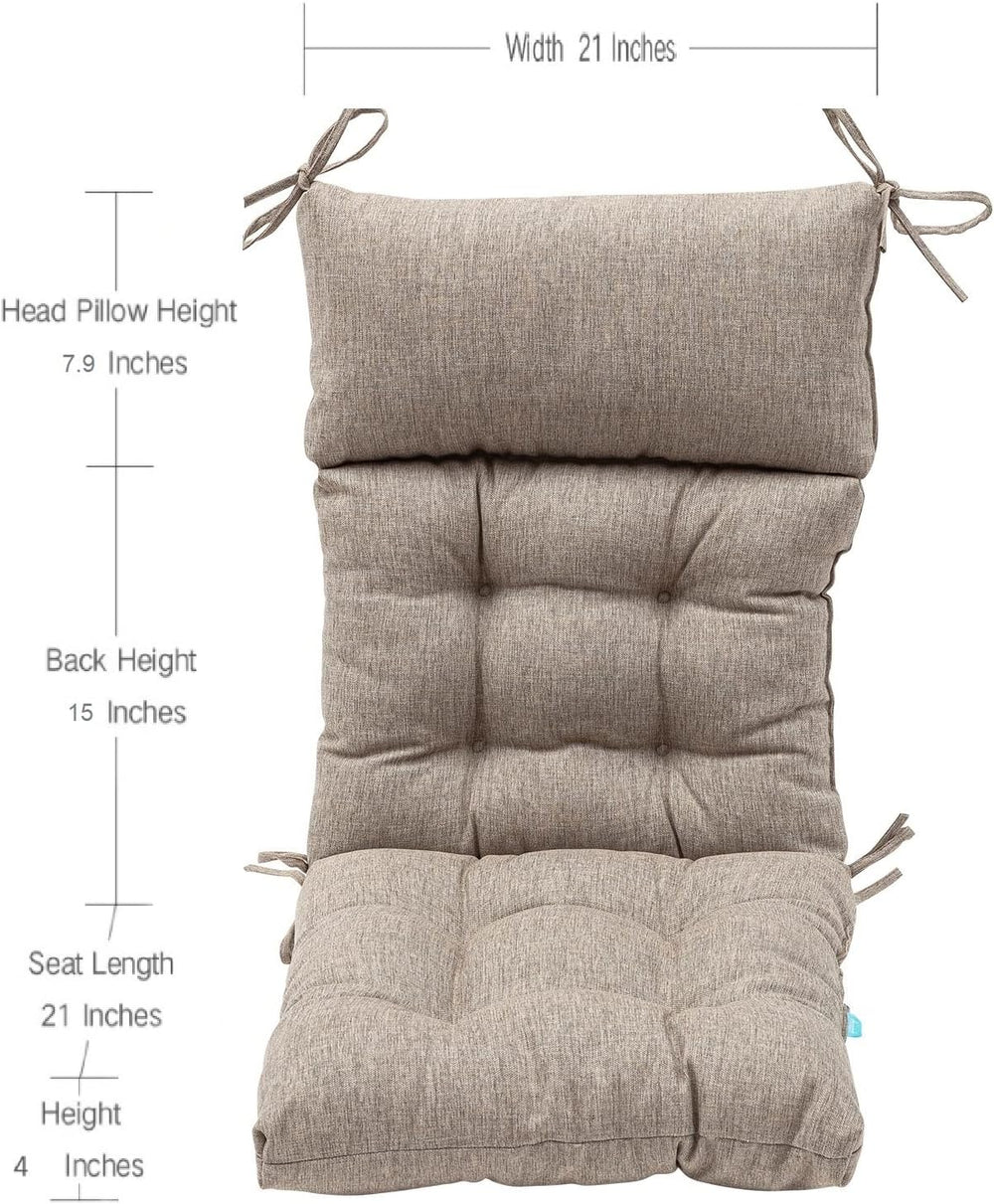 QILLOWAY Outdoor Rocking Chair Cushions Set of 2, 100% Polyester Waterproof P...