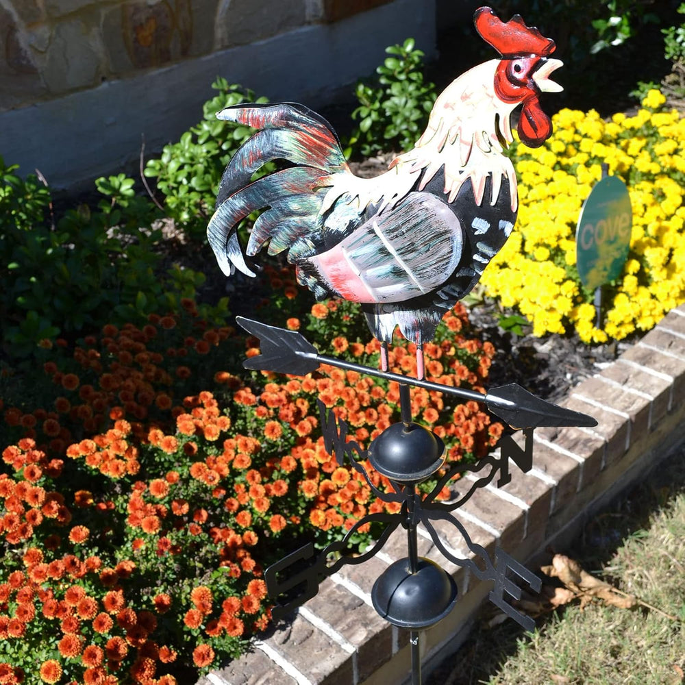 48 in. Metal Weather Vane for Garden Decor Farmhouse Decorative with Rooster ...