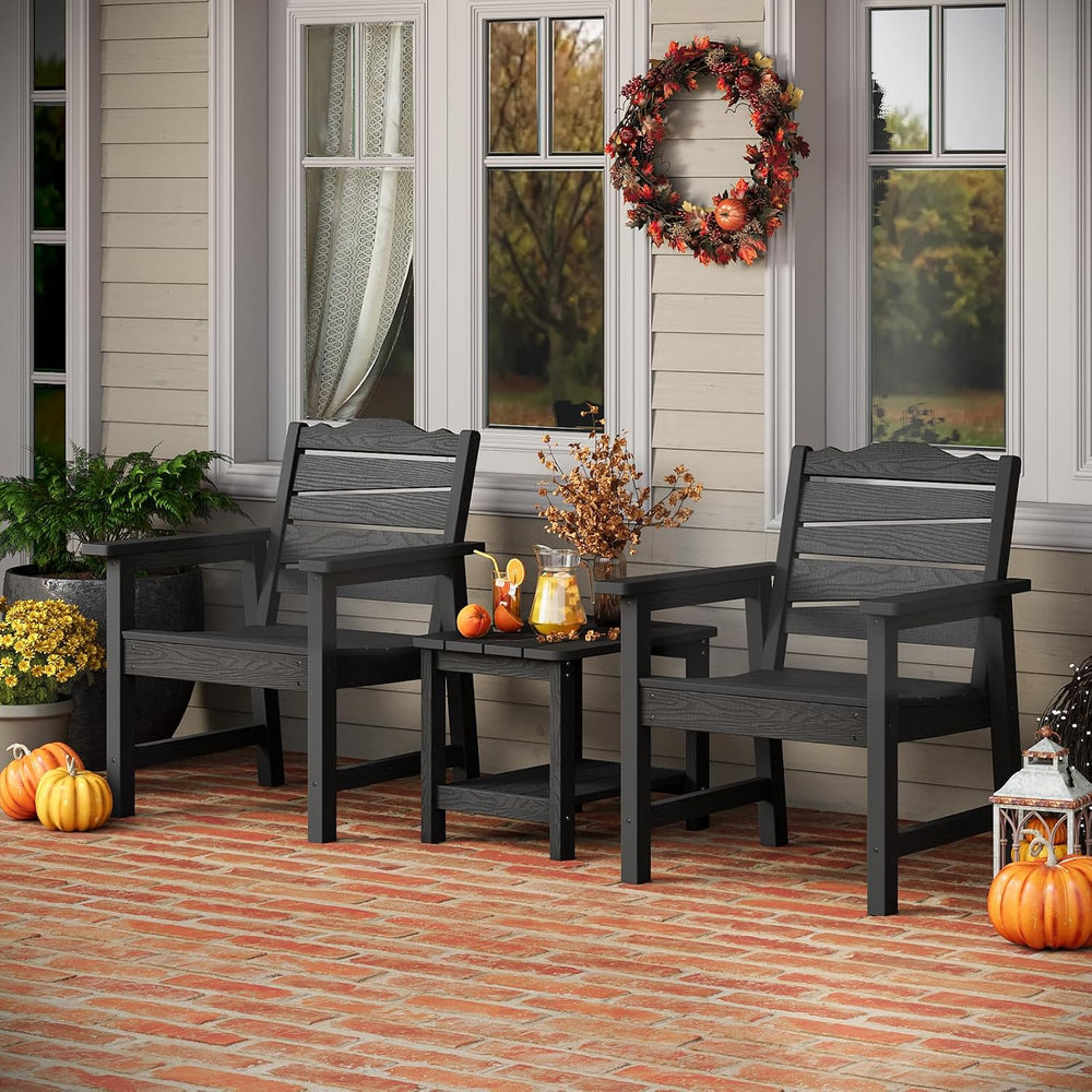 Patio Chairs Set, 3 Pieces Weatherproof HIPS Outdoor Furniture, Patio Chairs ...
