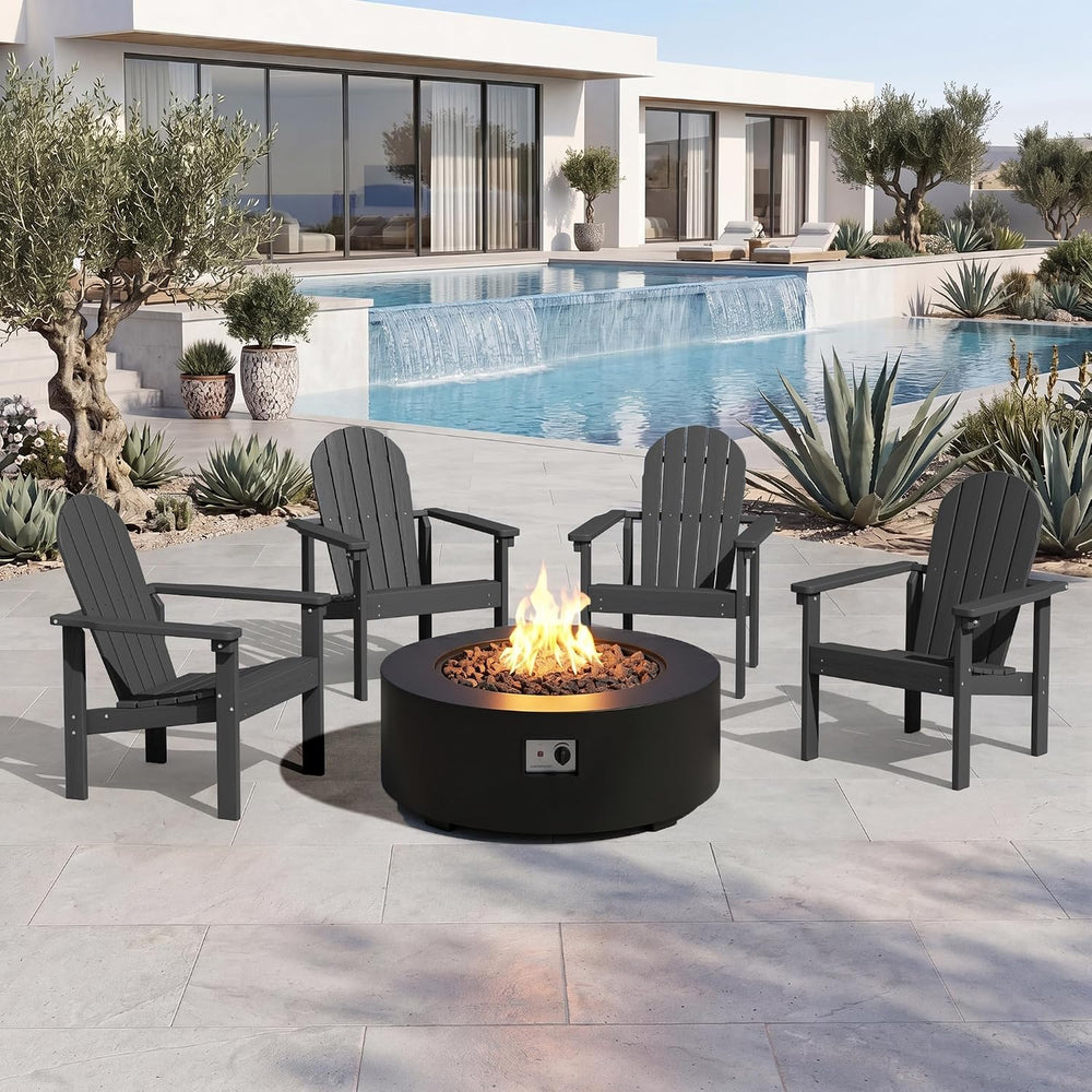 SERWALL HDPE Stackable Adirondack Chairs Set of 4,Space-Saving, Grey