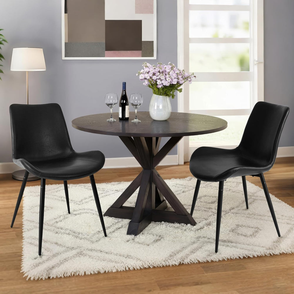 CangLong Modern Dining Chairs Set of 2, Faux Leather Upholstered Armless Acce...