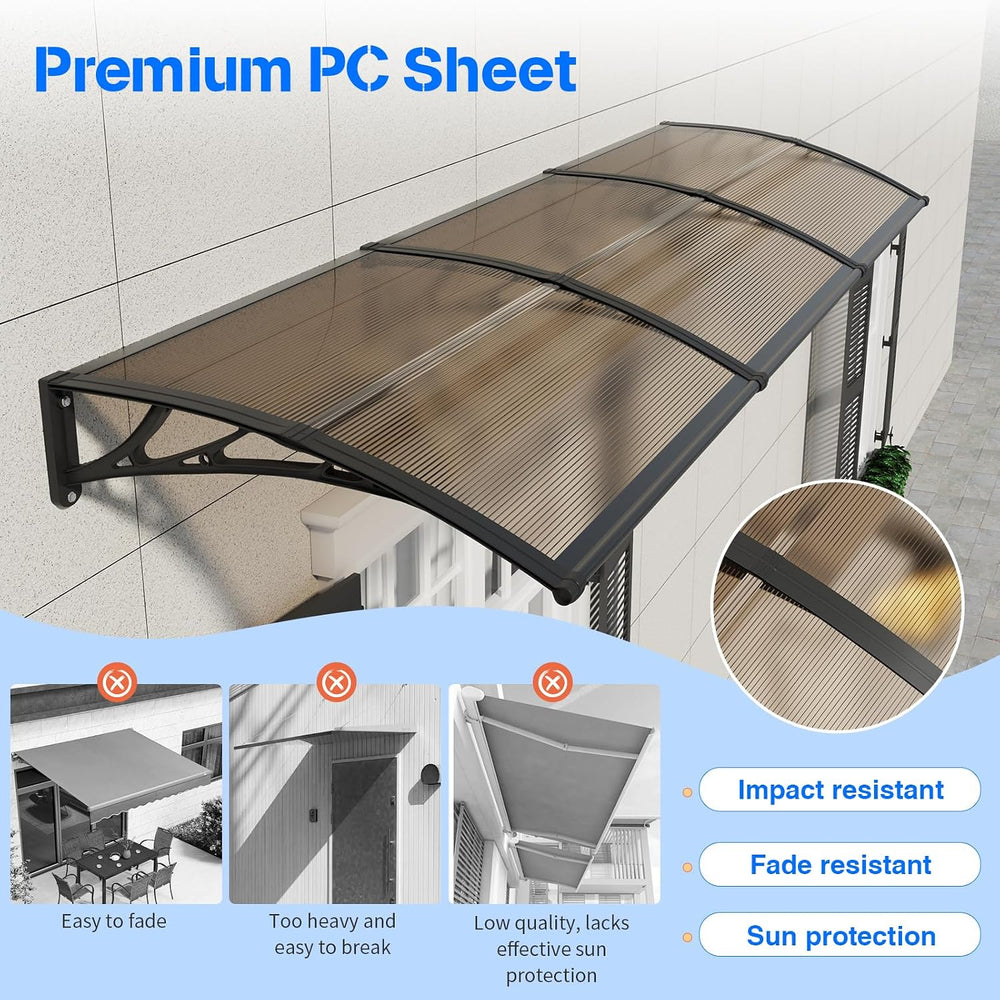 Door Awning 32"x40" Window Awning for Doors Canopy Exterior, Polyca...