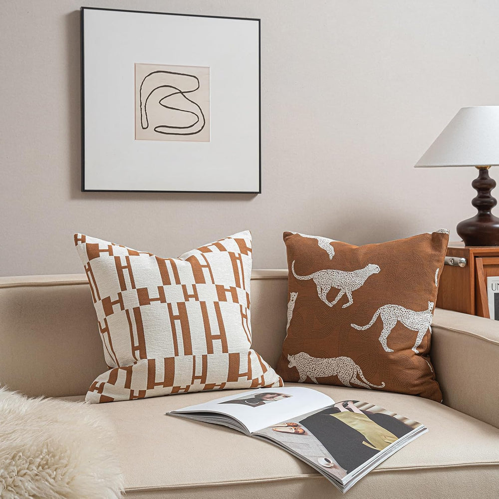 Croker Horse 20x20'' Inches Throw Pillow Cushion Cover - Leopard Chee...
